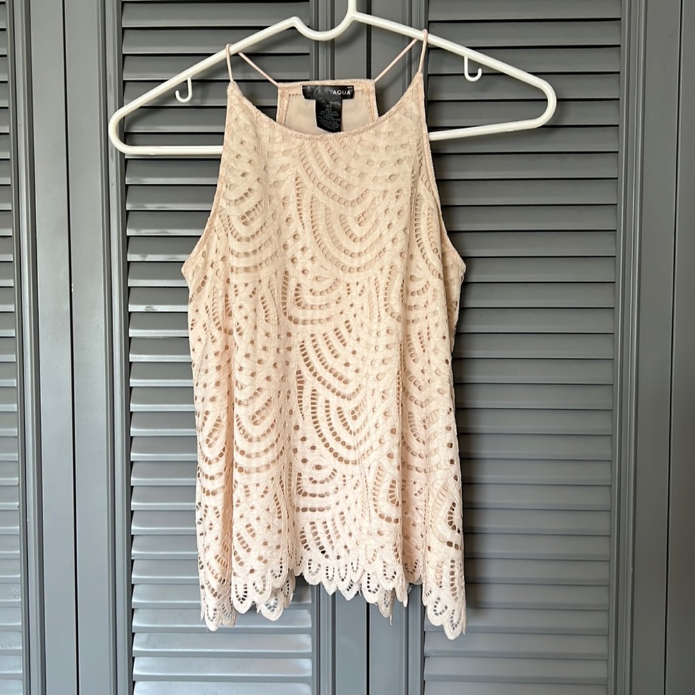 Aqua : Lace Cream Tank - X Small